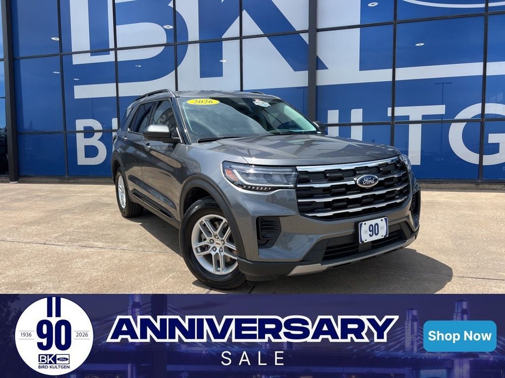 2026 Ford Explorer Active in Gray Metallic — front three-quarter view