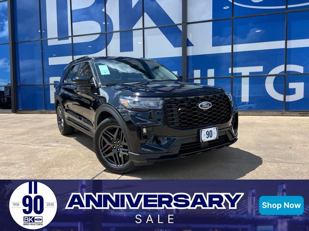 2026 Ford Explorer ST-Line in Agate Black Metallic — front three-quarter view