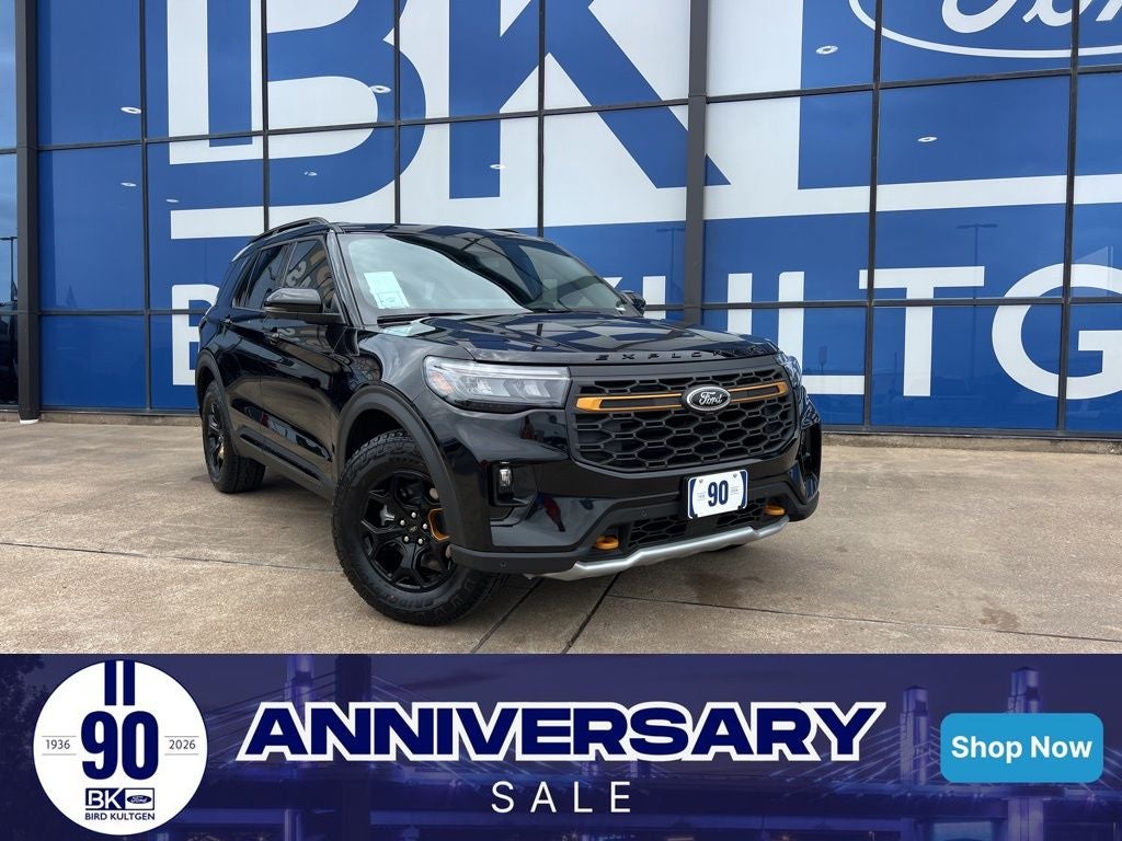2026 Ford Explorer Tremor in Agate Black Metallic — front three-quarter view
