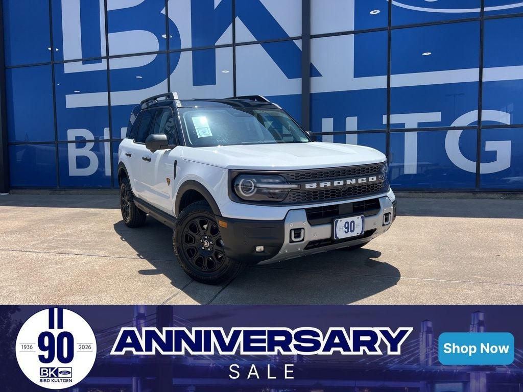 2026 Ford Bronco Sport Badlands in Oxford White — front three-quarter view